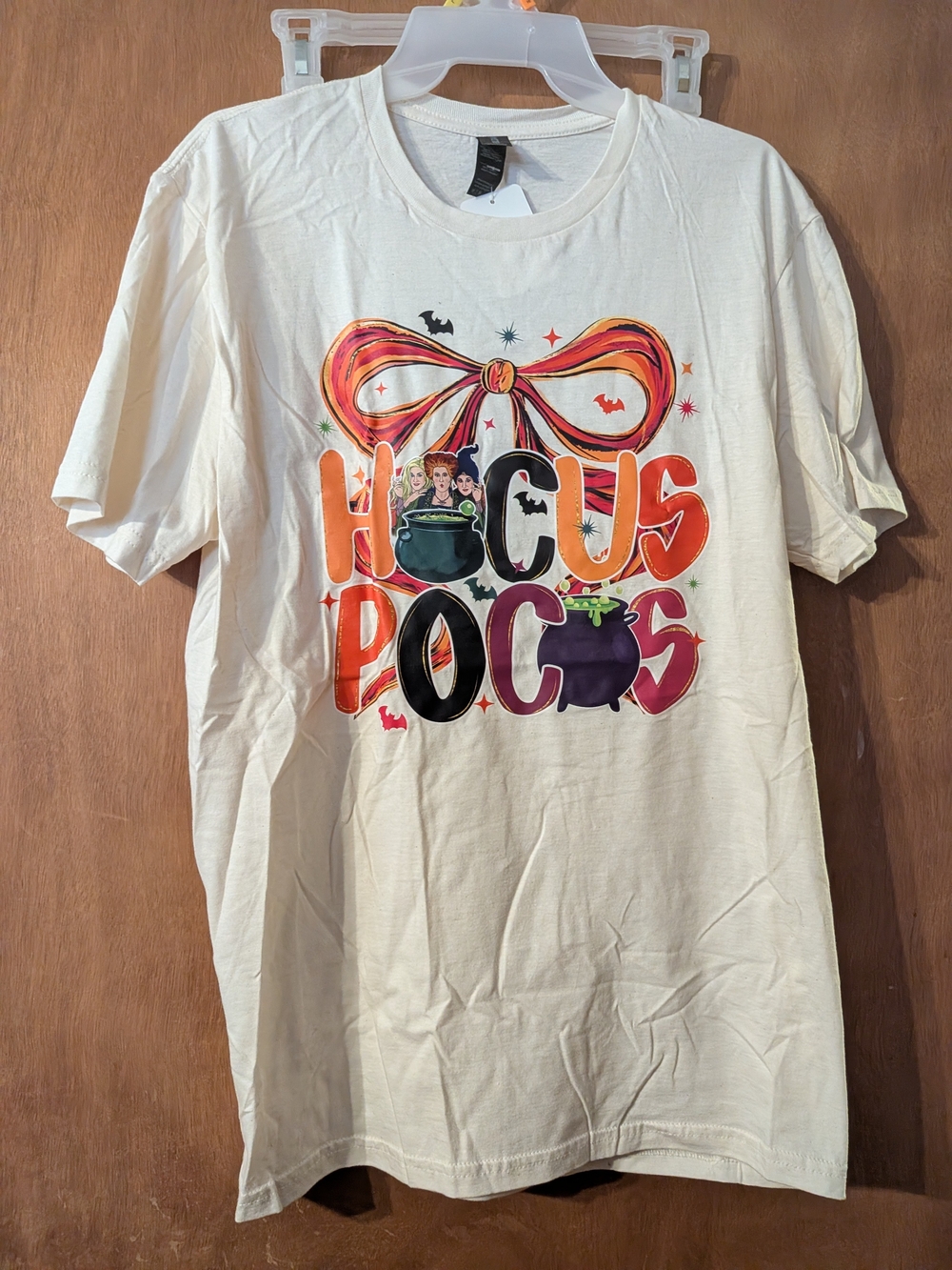 Gildan Cream Hocus Pocus Graphic Tee with Orange & Purple Accents